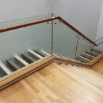 glass staircase railing with wooden handle 1